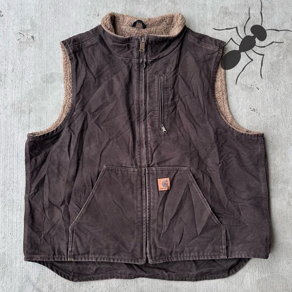 Carhartt Other - Vintage Y2K Carhartt brown Sherpa work wear vest